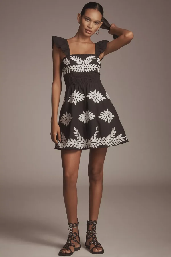 Mini Vestido Bordado con Tirantes de Volantes - Imagen 2
