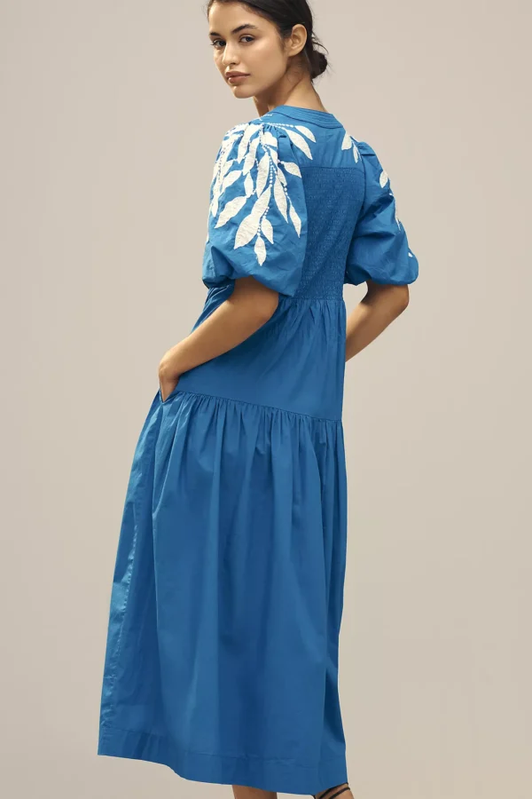 Short Sleeve Embroidery Maxi Dress - Imagen 3