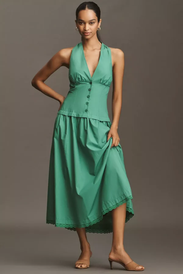 Vestido Midi Maeve Halter con Escote en V - Imagen 4