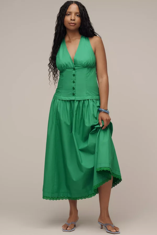 Vestido Midi Maeve Halter con Escote en V