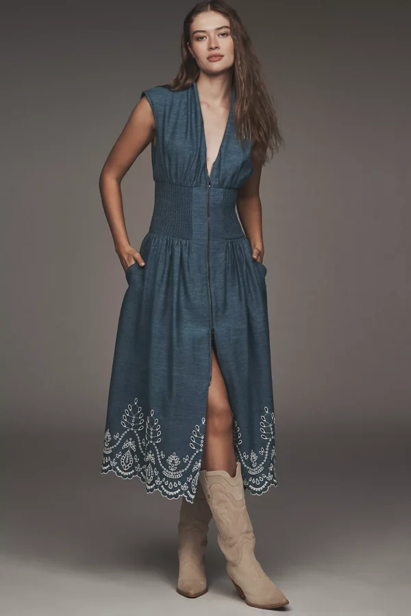 Vestido Denim con detalles bordados