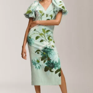 Vestido Midi BHLDN Brooke con Mangas Abullonadas