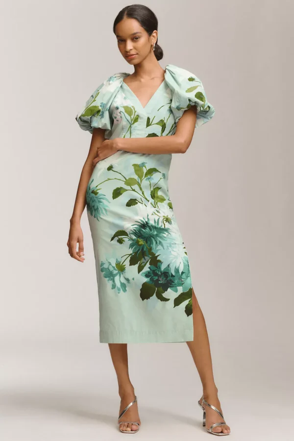 Vestido Midi BHLDN Brooke con Mangas Abullonadas