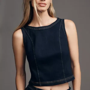 Top corto tipo chaleco de mezclilla By Anthropologie