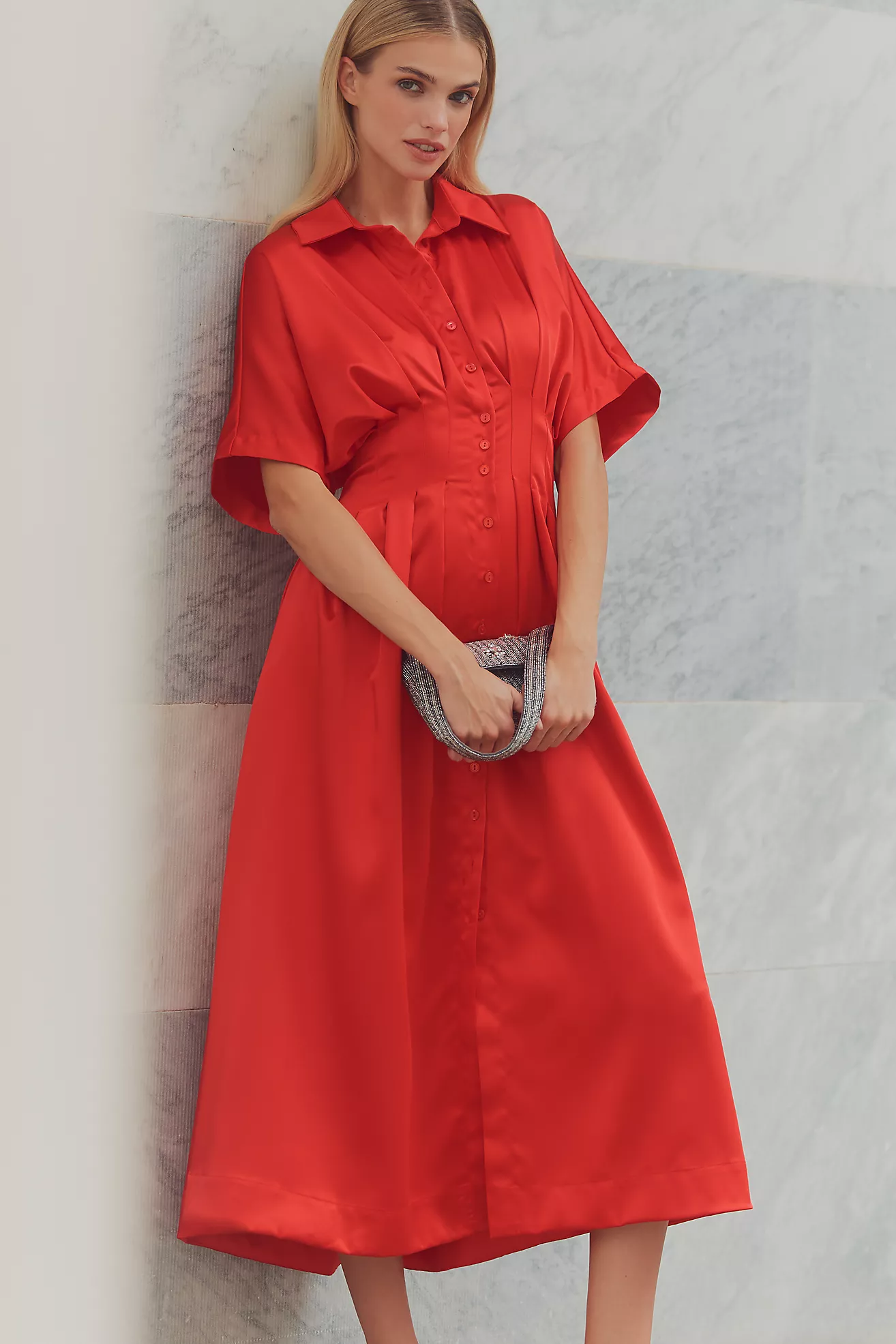 Vestido Camisero Tobie en Satén - Imagen 3