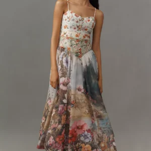 Vestido midi “The Muse” con cintura tipo corsé