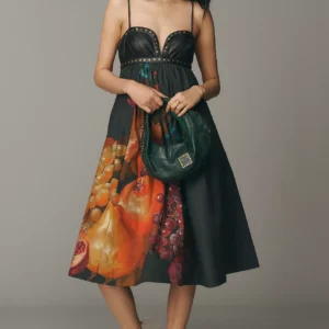 Vestido estilo babydoll de cuero sintético Twofer