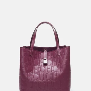 Cartera Carolina Herrera Morada - Locked M en cuero Sequoia