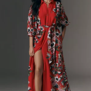 Vestido Maxi Floral con Botones Maeve