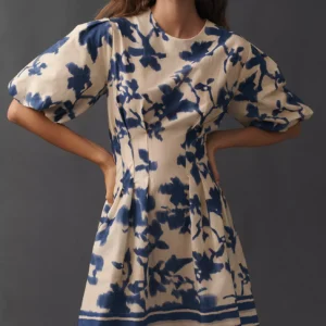 Vestido Mini Estampado con Mangas Voluminosas Exquise