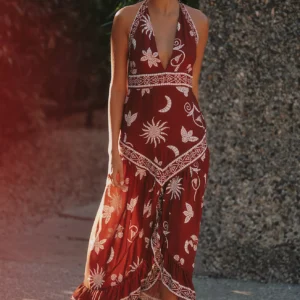 Vestido Maxi Halter Scarf Celandine