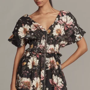 Vestido Midi Floral con Escote en V y Cierre Frontal — By Anthropologie