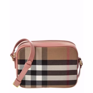 Crossbody en Canvas Check y Piel — Burberry (Rosa)