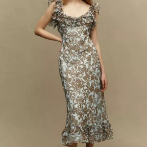 Vestido Maxi Lottie con Volantes y Espalda Descubierta — BHLDN