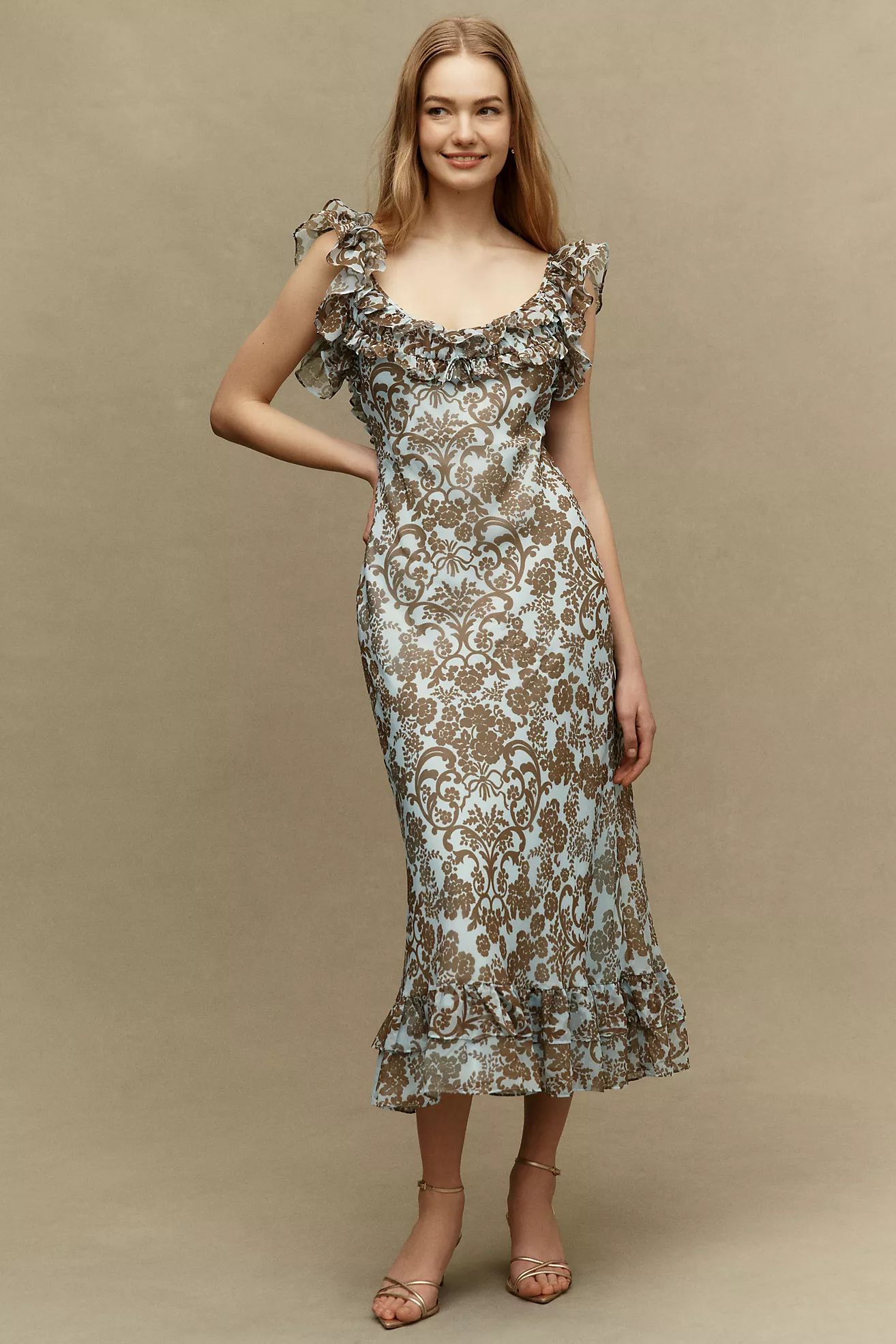 Vestido Maxi Lottie con Volantes y Espalda Descubierta — BHLDN