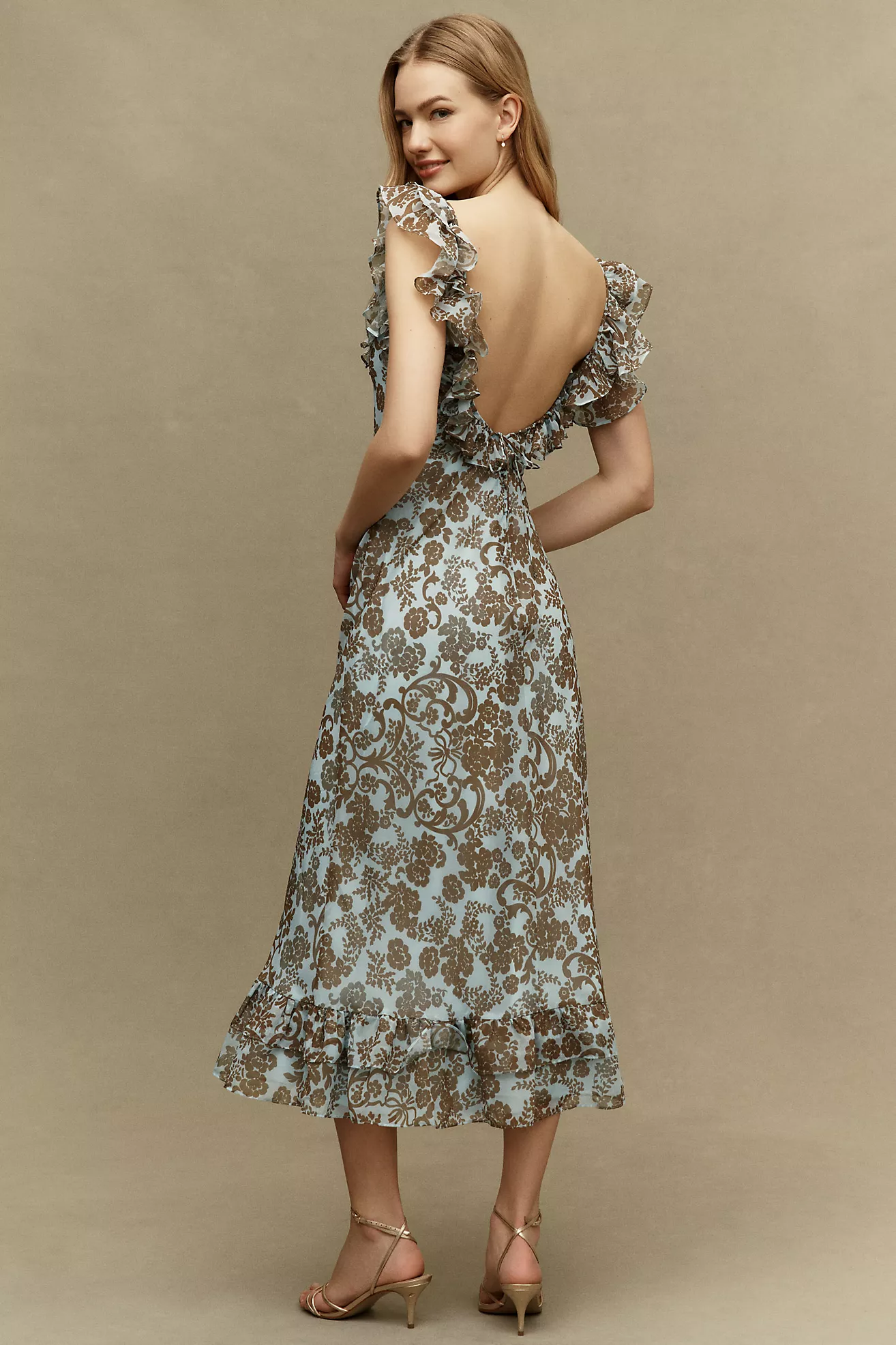 Vestido Maxi Lottie con Volantes y Espalda Descubierta — BHLDN - Imagen 2