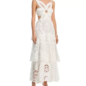 Vestido Maxi Blanco Floral Richelieu Eyelet — Farm Rio