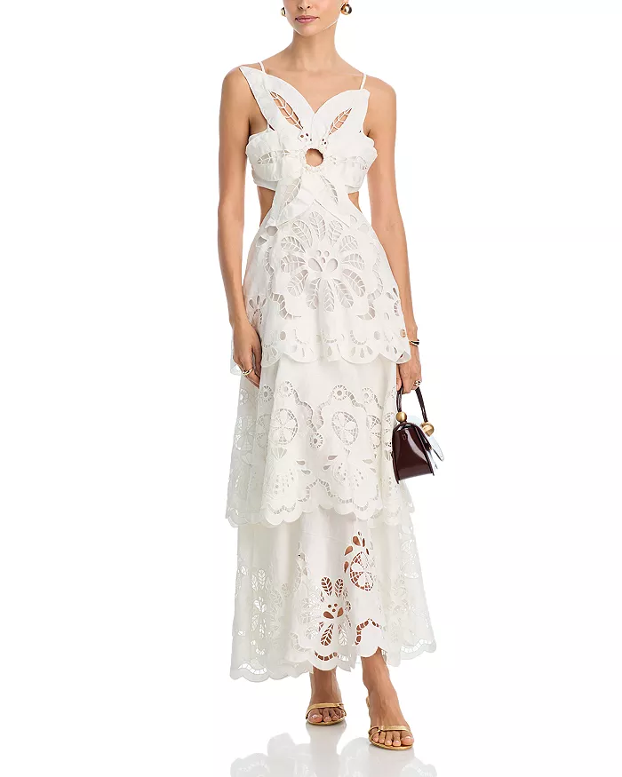 Vestido Maxi Blanco Floral Richelieu Eyelet — Farm Rio - Imagen 2