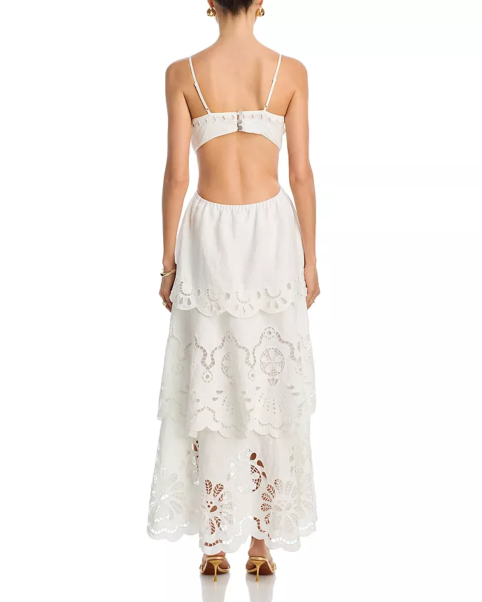 Vestido Maxi Blanco Floral Richelieu Eyelet — Farm Rio - Imagen 4
