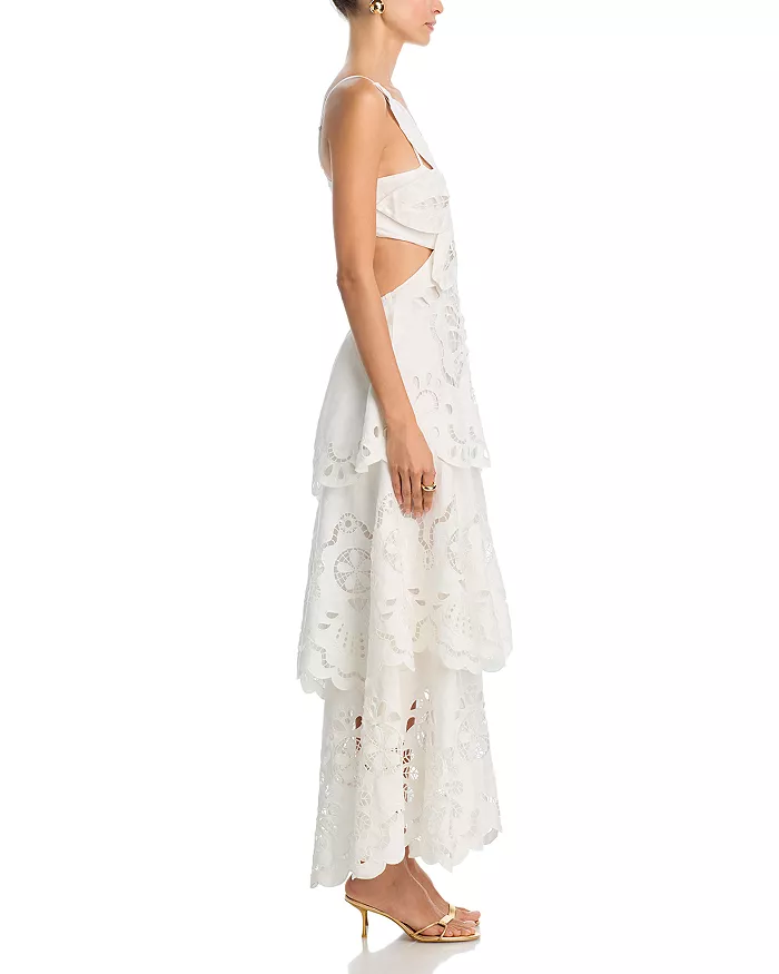 Vestido Maxi Blanco Floral Richelieu Eyelet — Farm Rio - Imagen 5