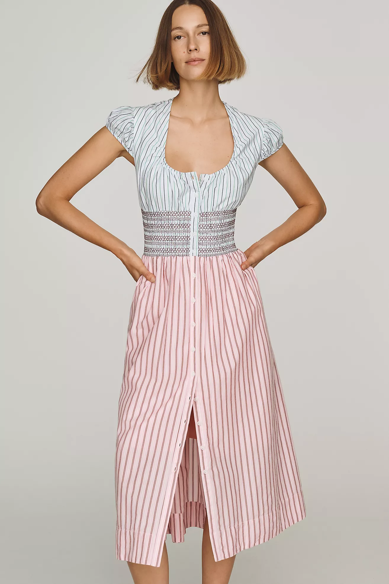 Vestido Midi de Algodón con Cintura Smocked — Maeve
