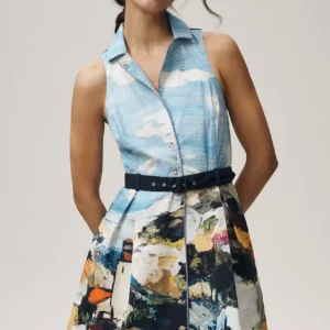 Vestido Mini Fit & Flare con Cuello — Maeve