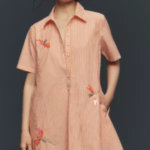 Vestido Mini Camisero Pollie con Bordados — By Anthropologie