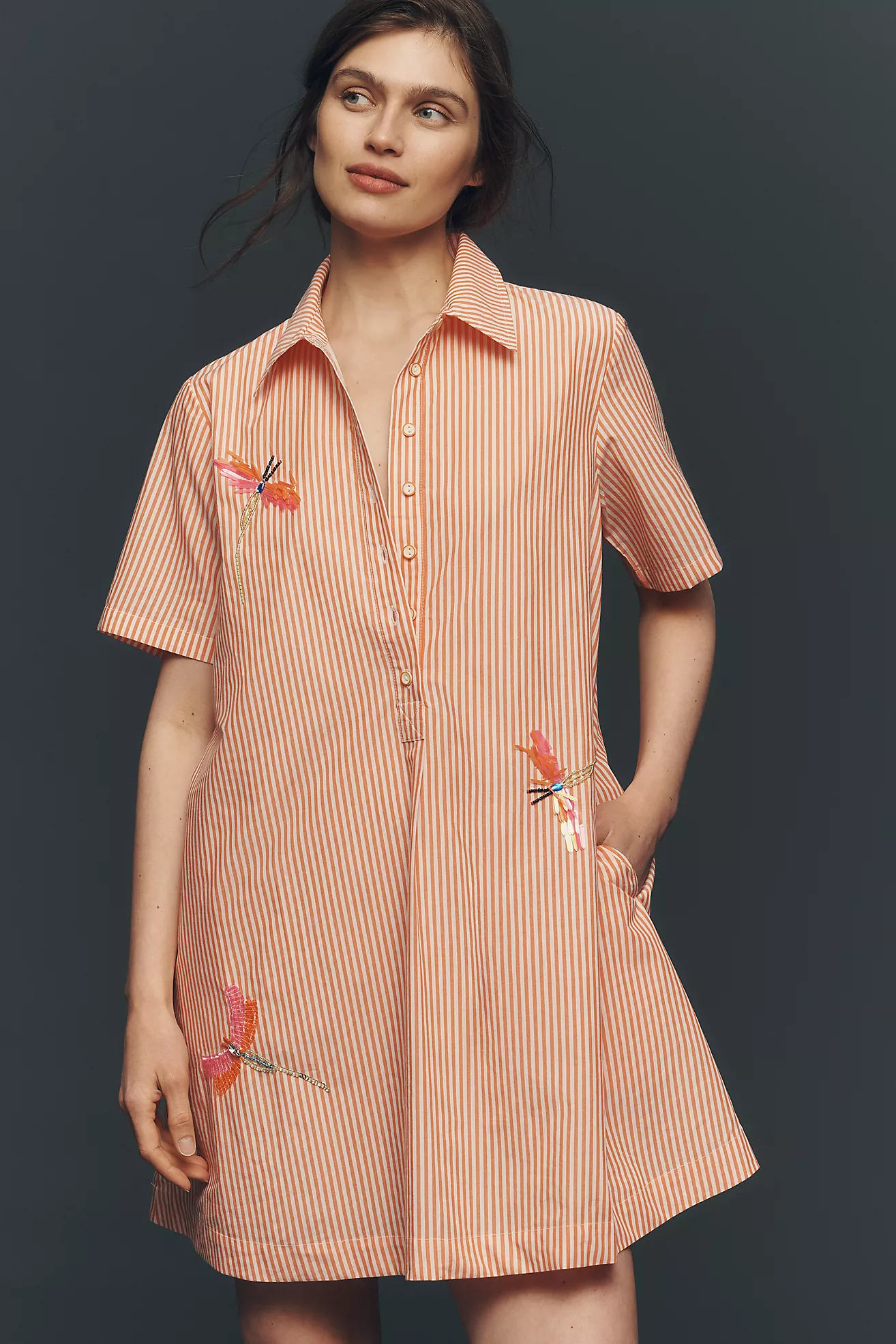 Vestido Mini Camisero Pollie con Bordados — By Anthropologie