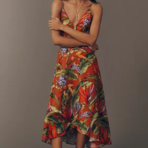 Vestido Midi Florart Linen Sleeveless Plunge — Farm Rio
